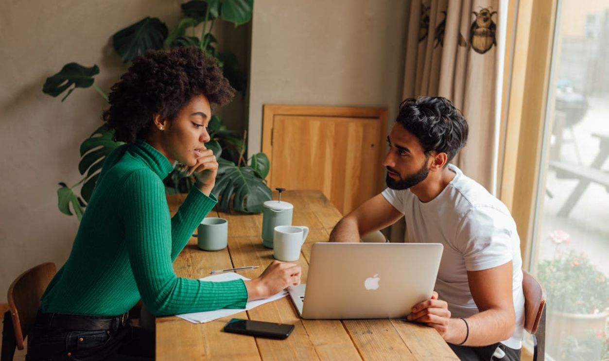 Man and Woman Brainstorming