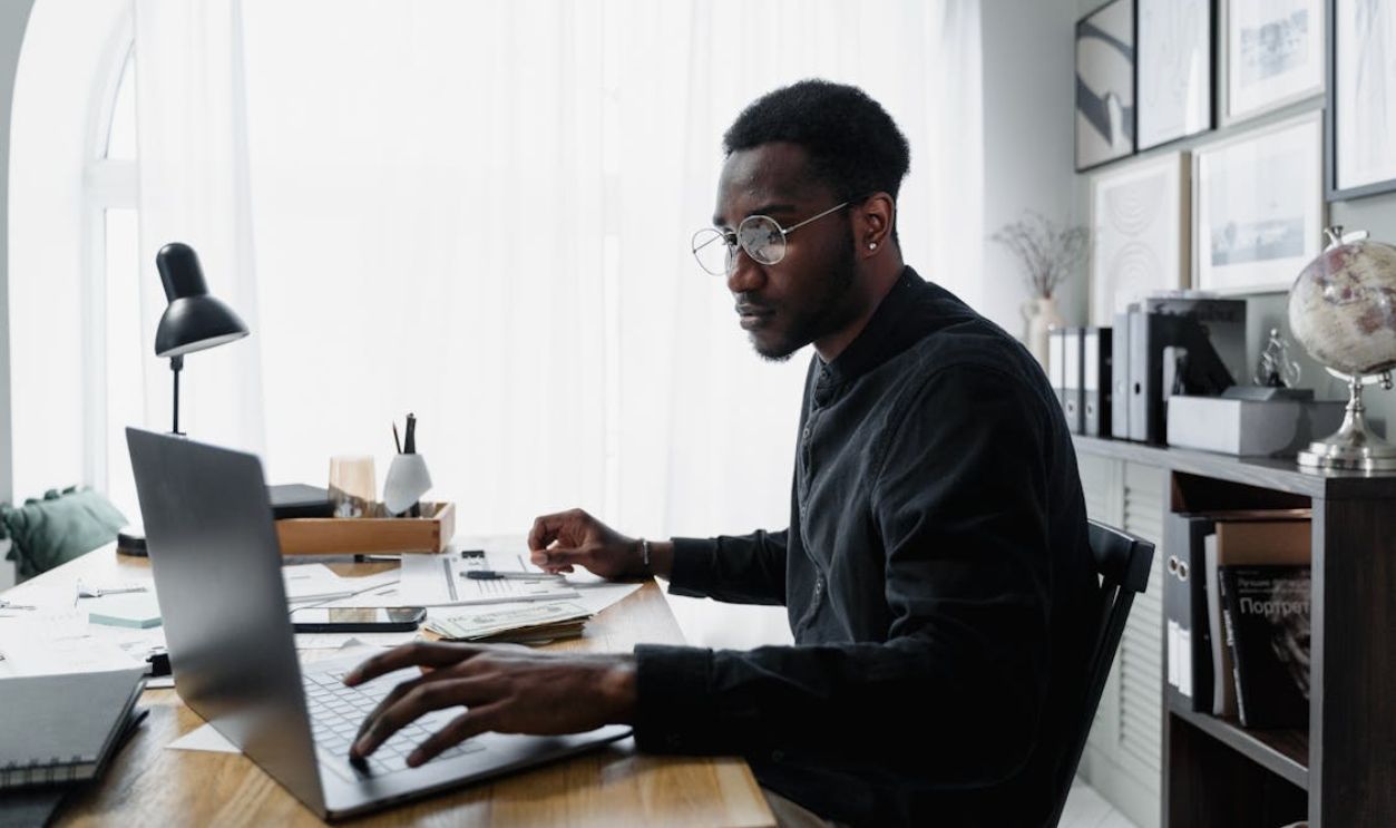 A Man Working in the Office