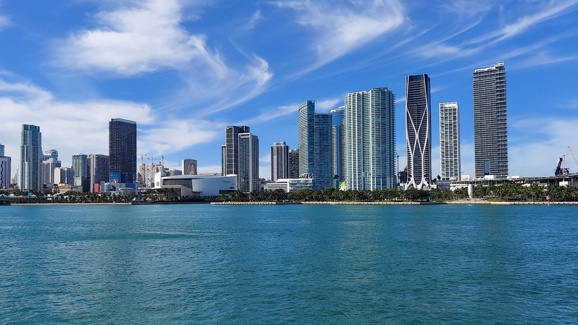 View of Downtown Miami from Biscayne Bay, Miami, Florida