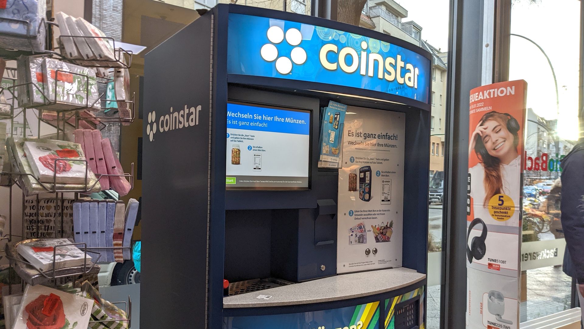 A machine used to exchange coins in an Edeka supermarket in Berlin