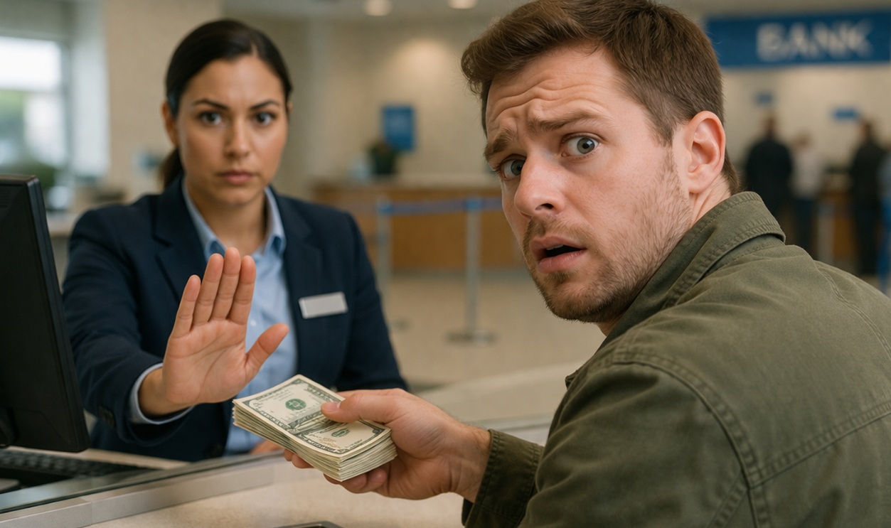 Unaccepted transaction at the bank counter