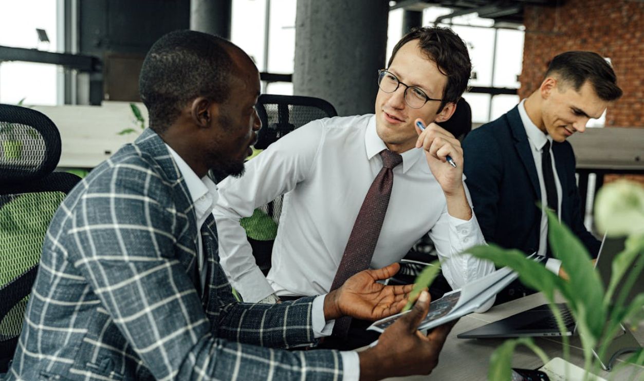 Two Men Having a Discussion Together