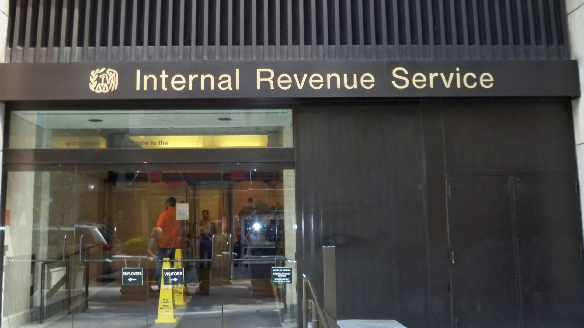 Exterior of the Internal Revenue Service office in midtown New York.