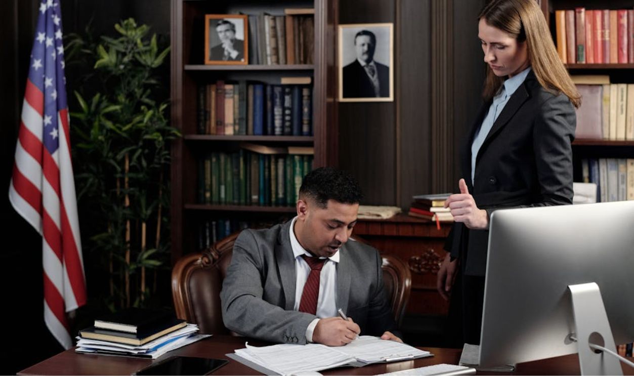 Lawyers in an Office Looking at Documents