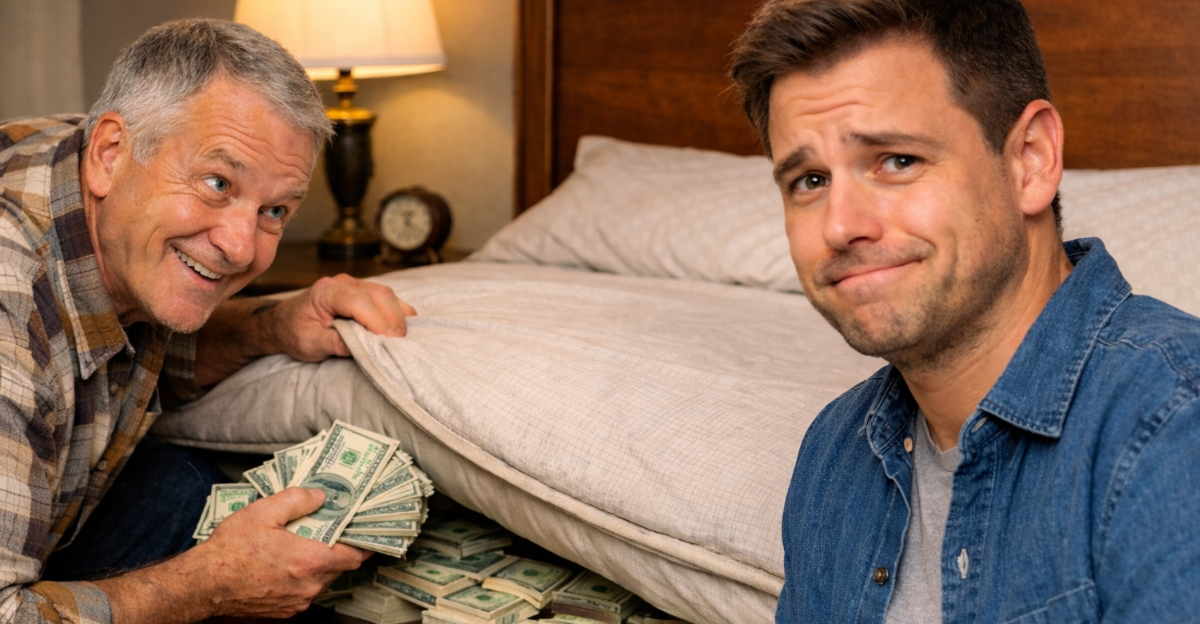 Hiding cash under the mattress