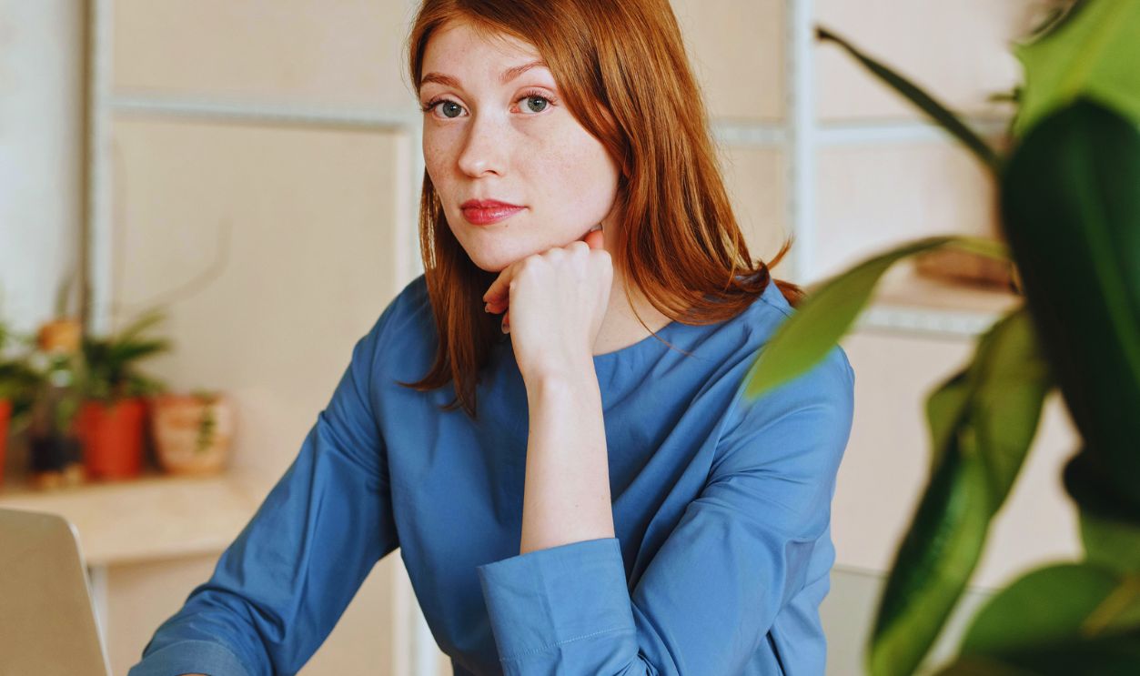 A Woman using Laptop