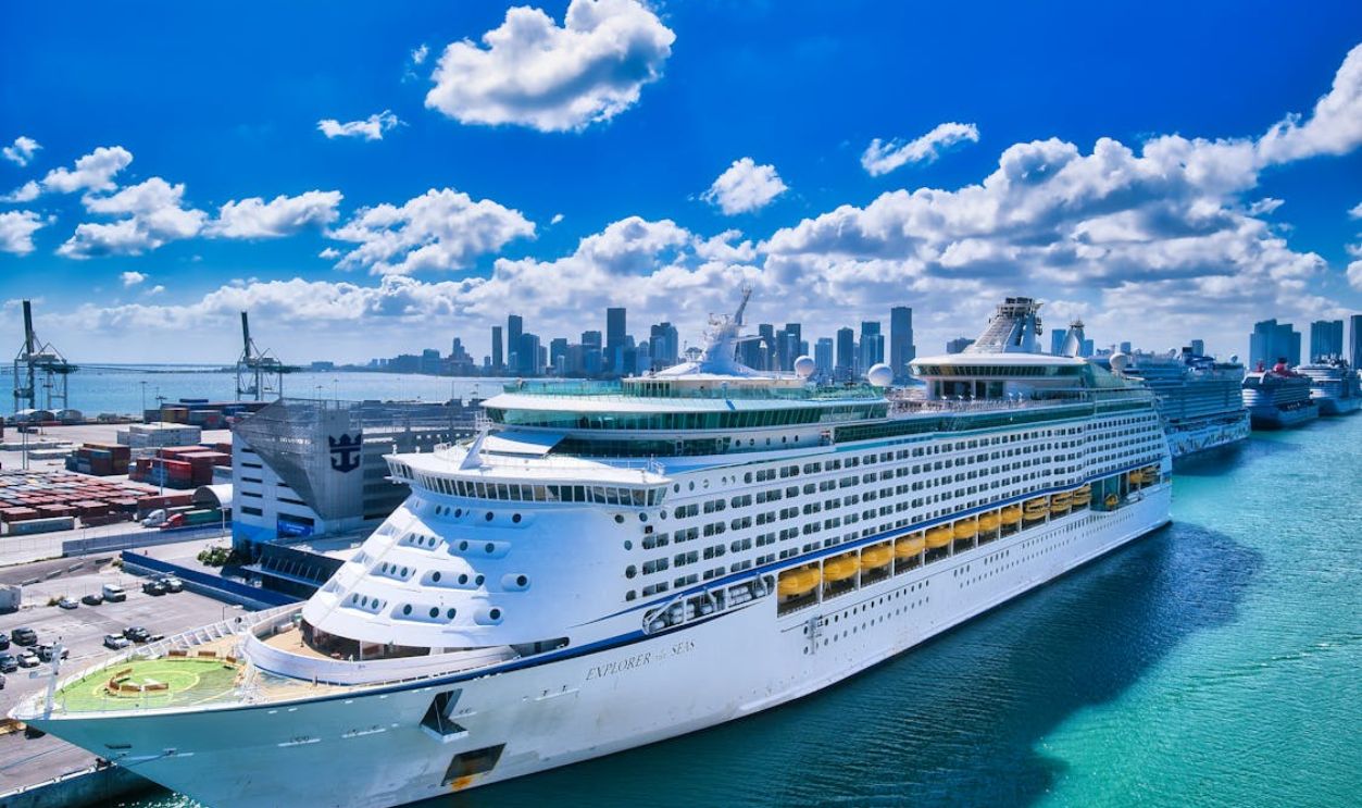Drone Shot of a Cruise Ship Docked on the Port