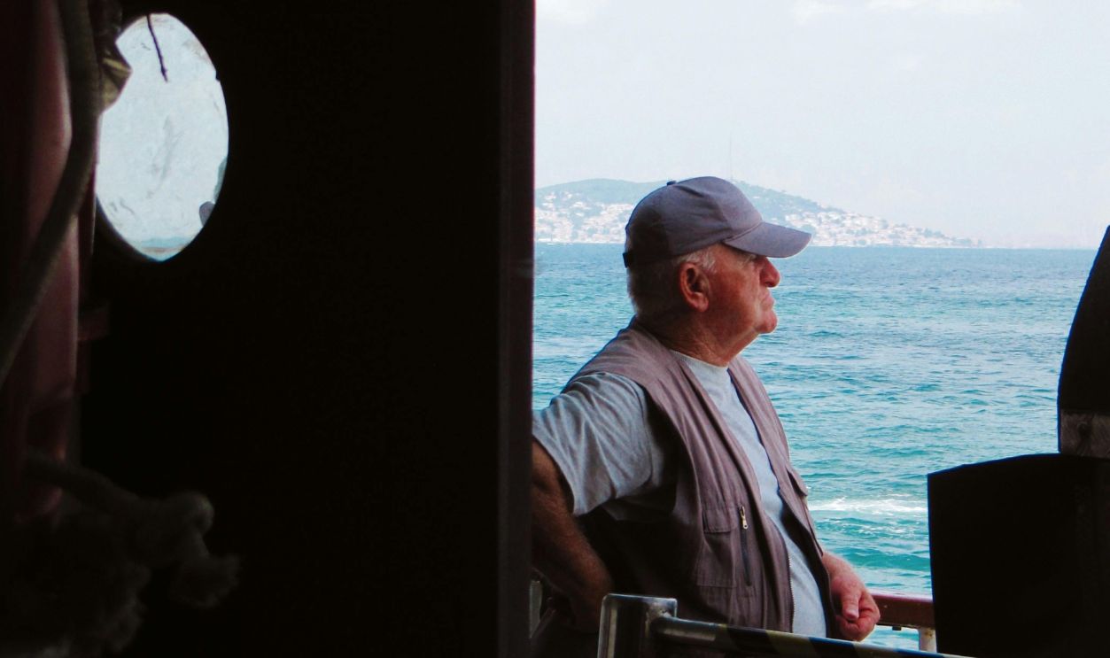 Senior Man Enjoying Sea View on a Boat