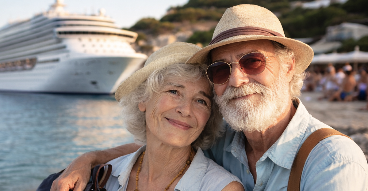 AI-generated image of a couple wanting to retire on cruise ships.
