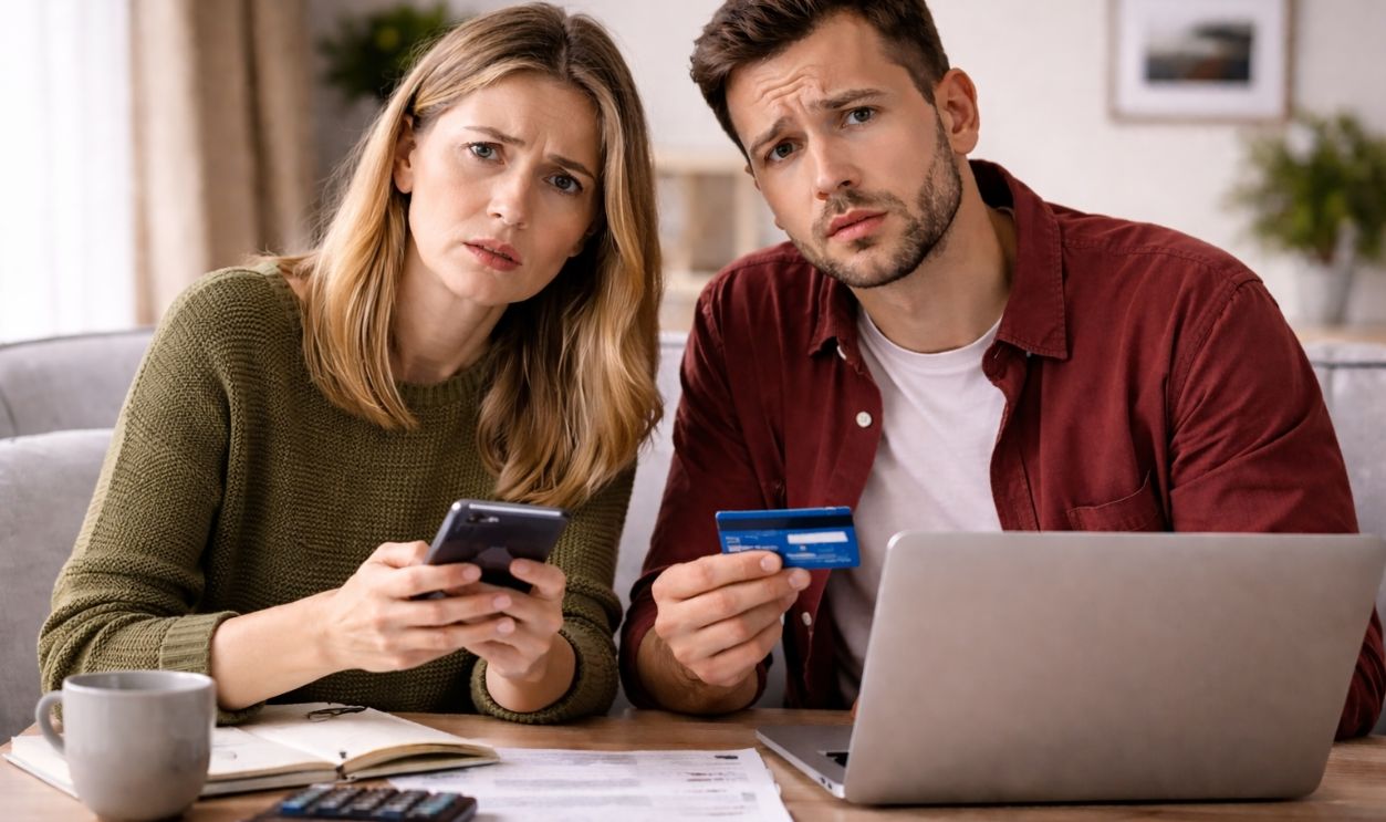 Worried Sibling reviewing financial documents