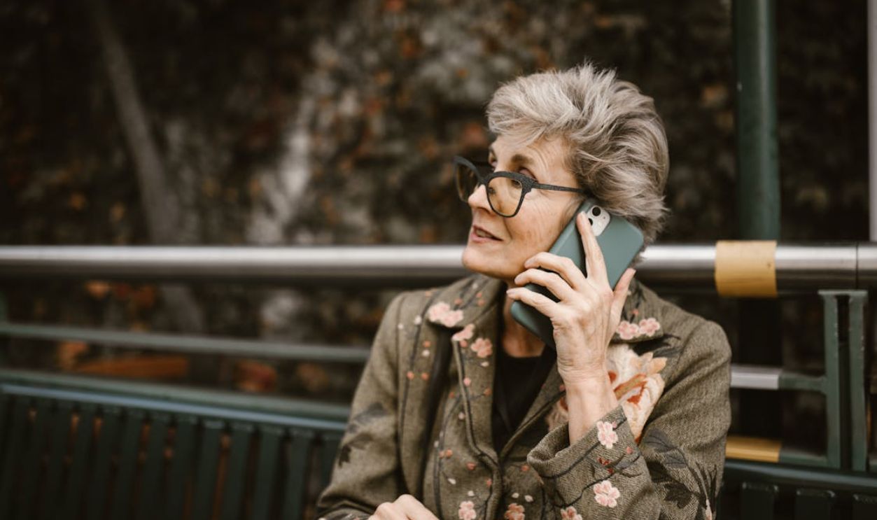 A Mature Woman Using a Cellphone