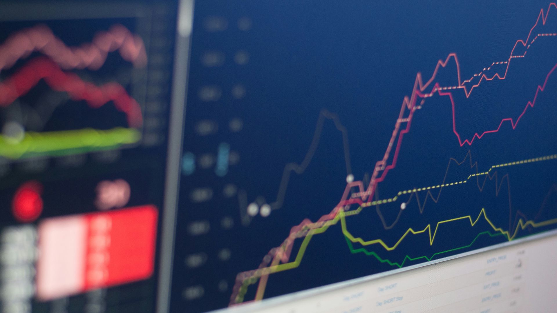 close-up photo of monitor displaying graph