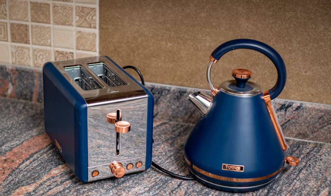 Blue Kettle and Toaster