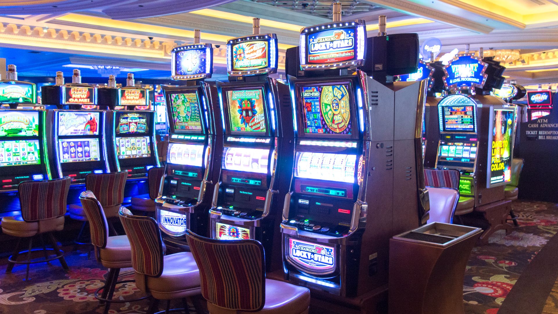 Slot machines at Monte Carlo hotel in Las Vegas.
