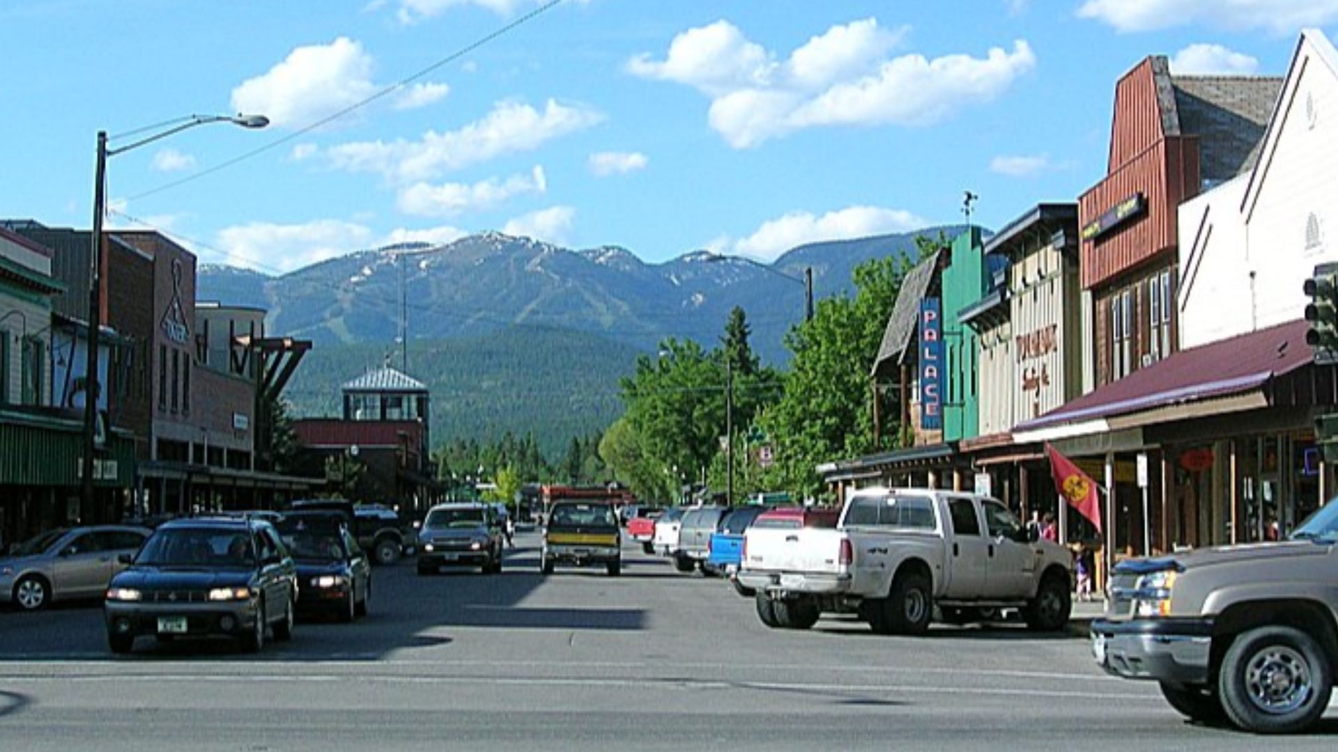 Looking north toward Big Mountain in downtown Whitefish, Montana. This photo was made in May 2006.