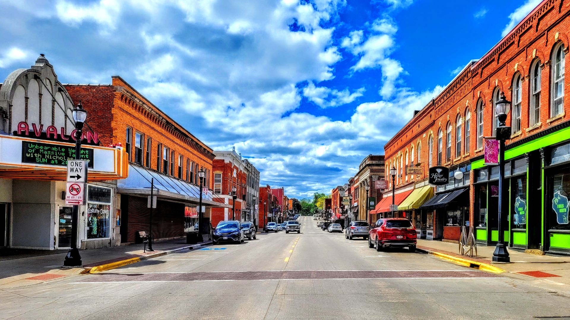 Platteville, Wisconsin Main Street looking West