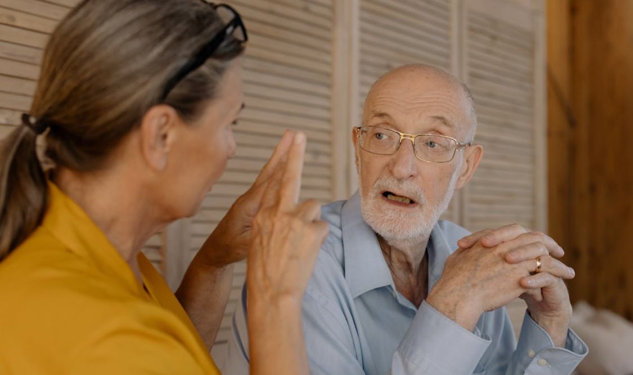 Elderly People Having a Conversation