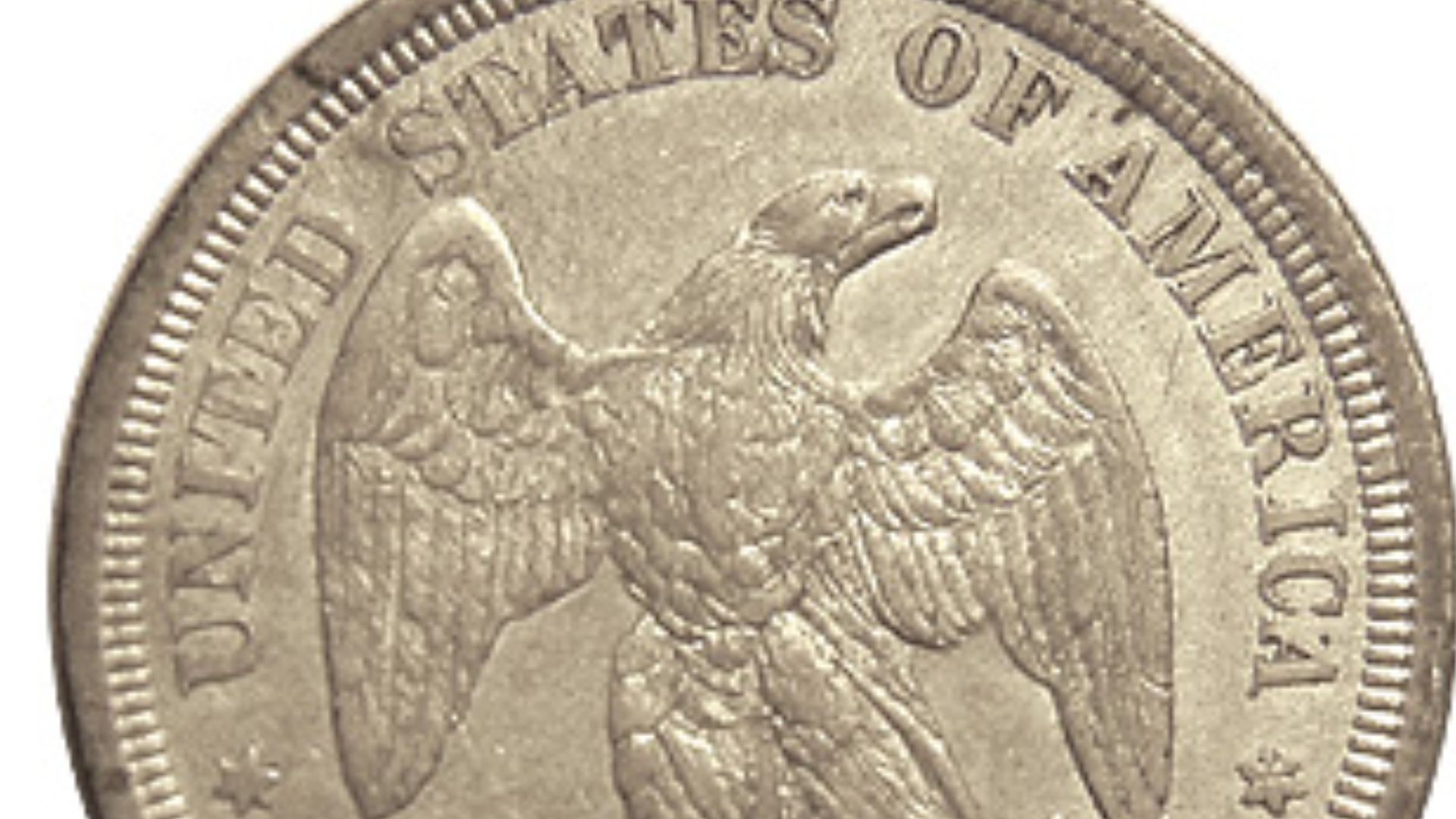 Reverse of an 1875 twenty-cent piece issued by the United States.