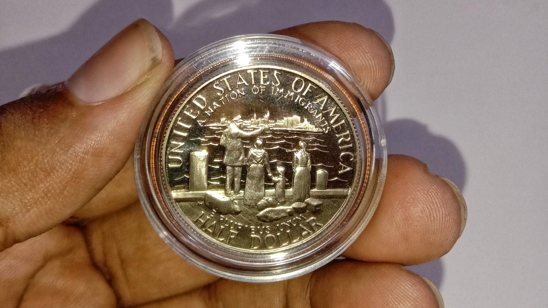 1986 US Commemorative Proof Half Dollar Statue of Liberty 50 Cents. Photo taken on June 5, 2022.