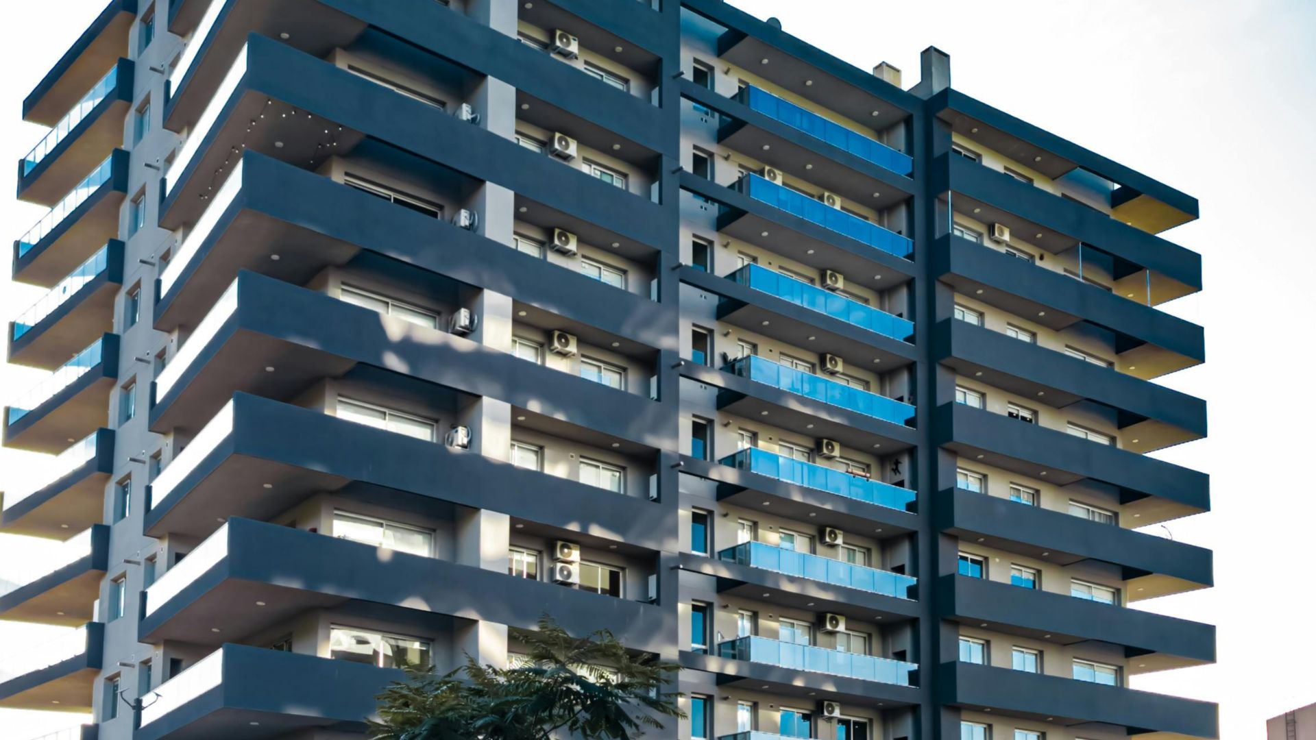 Contemporary apartment complex in San Salvador de Jujuy with striking architecture.