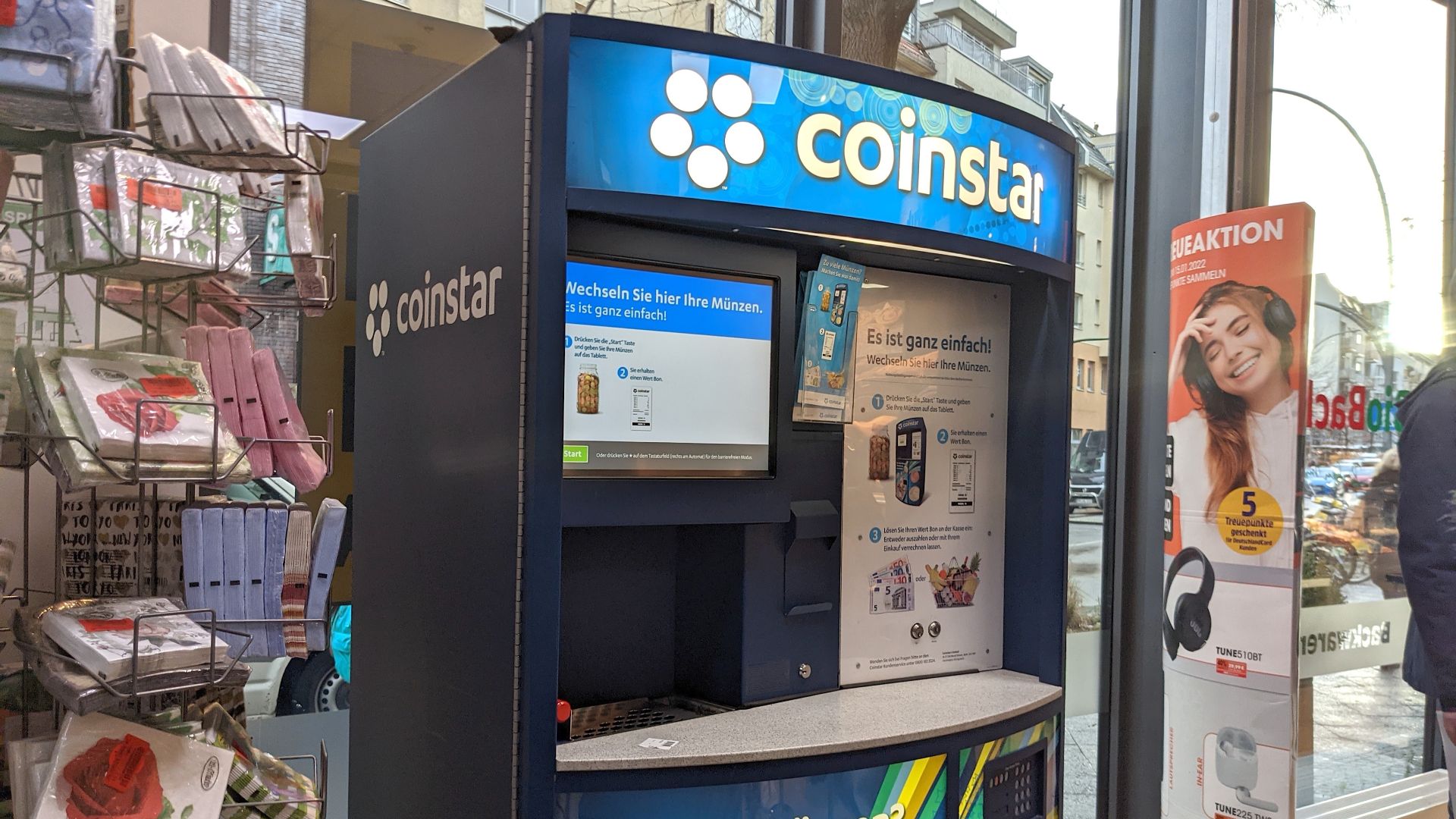A machine used to exchange coins in an Edeka supermarket in Berlin