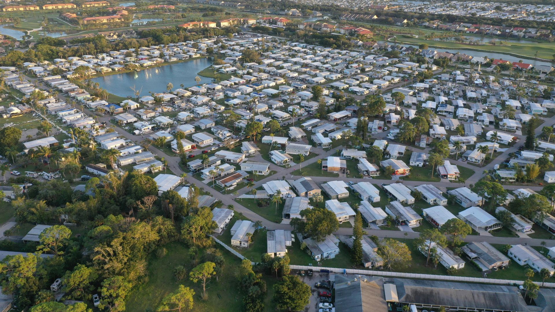 Scenic aerial shot of a sprawling residential community in Fort Myers, Florida.