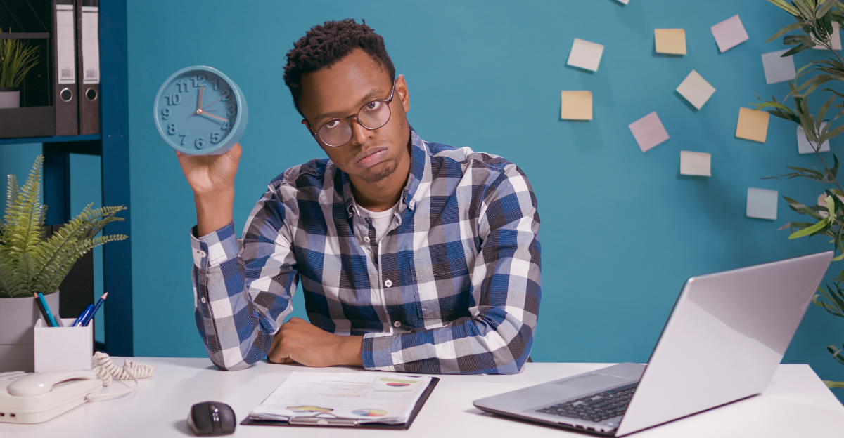 Impatient man waiting to finish work 