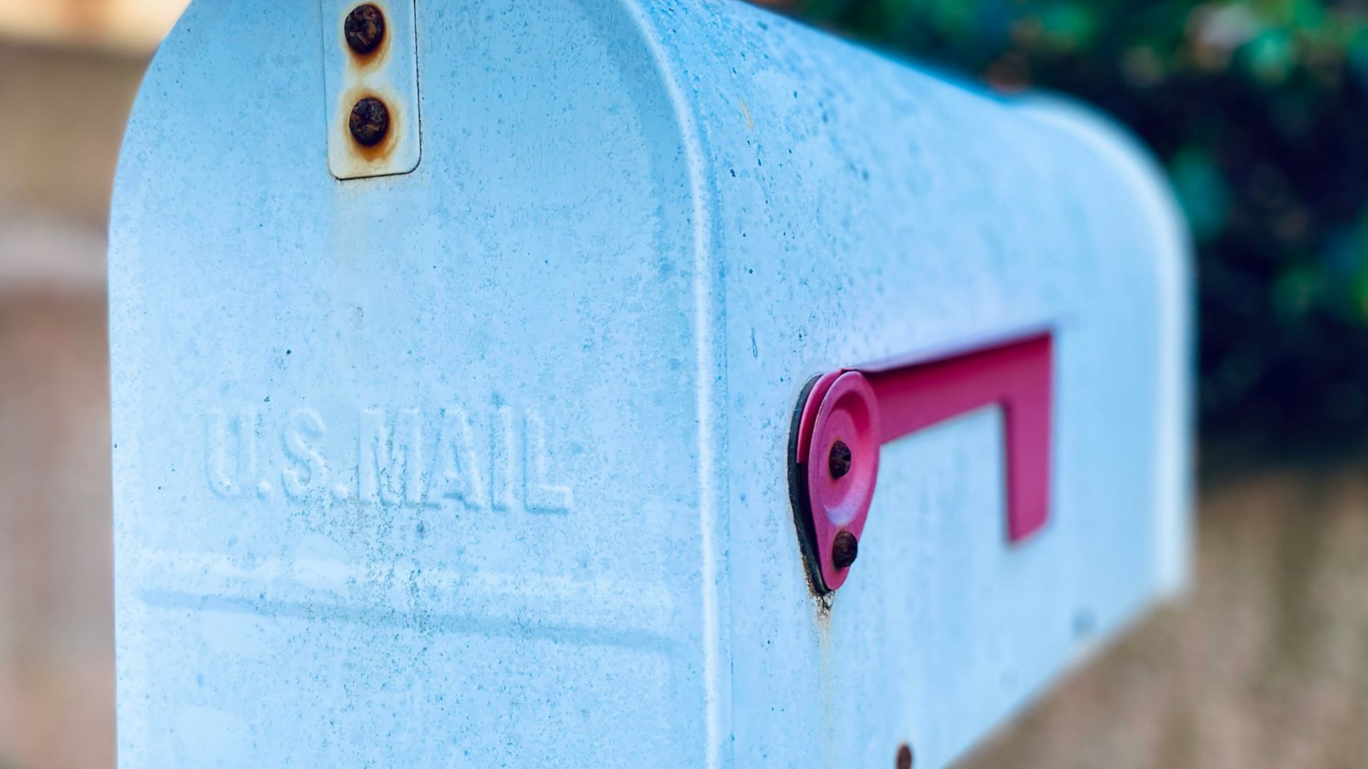 red and white mail box