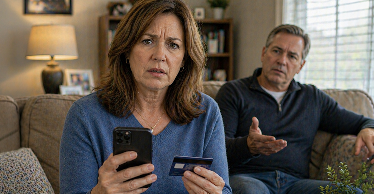 A husband and wife confused with a smartphone.