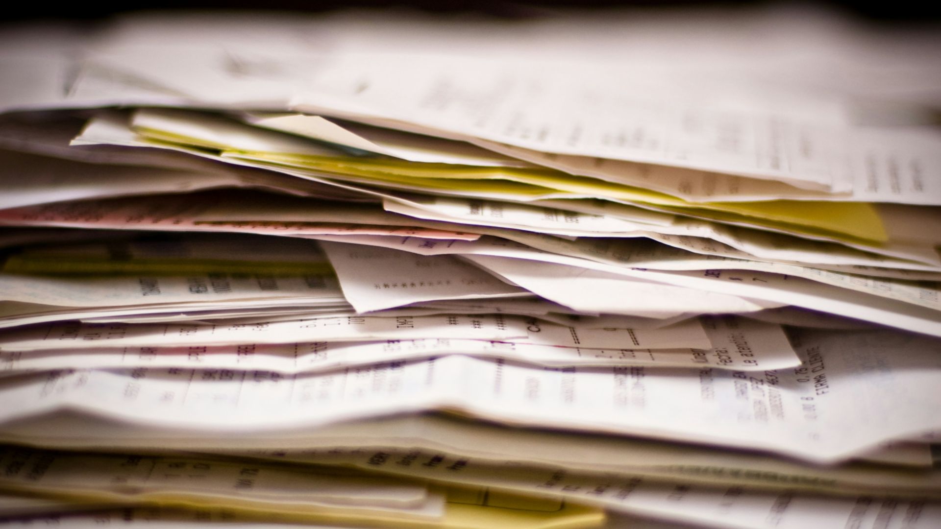 A close-up of a stack of papers.