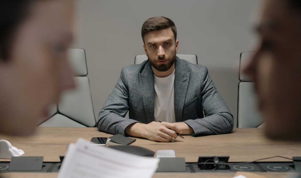 Man in Meeting at Office