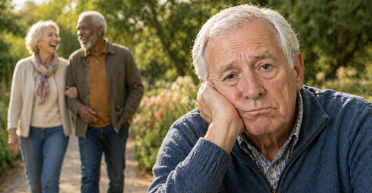 Old man looking sad, leaning his head on his hand.