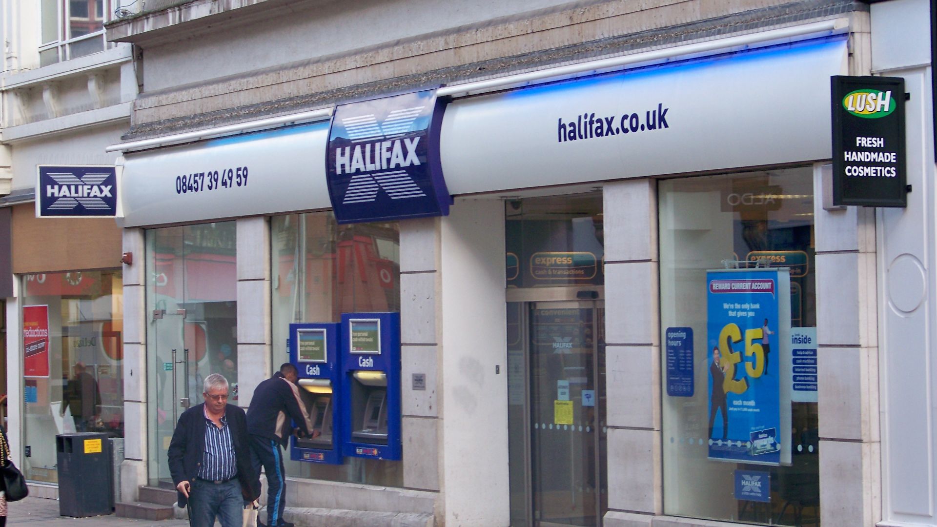 The Halifax bank on Commercial Street in Leeds, West Yorkshire. Taken on the evening of Thursday the 27th of May 2010.