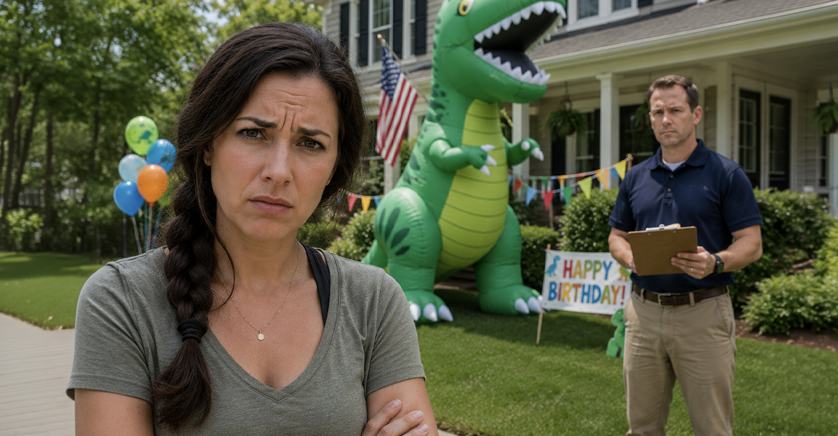 Dinosaur inflatable HOA violation