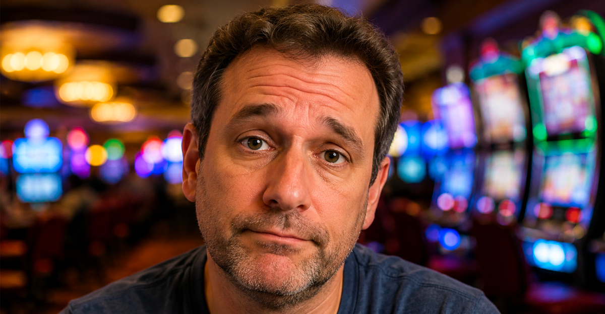 Frustrated man at a casino