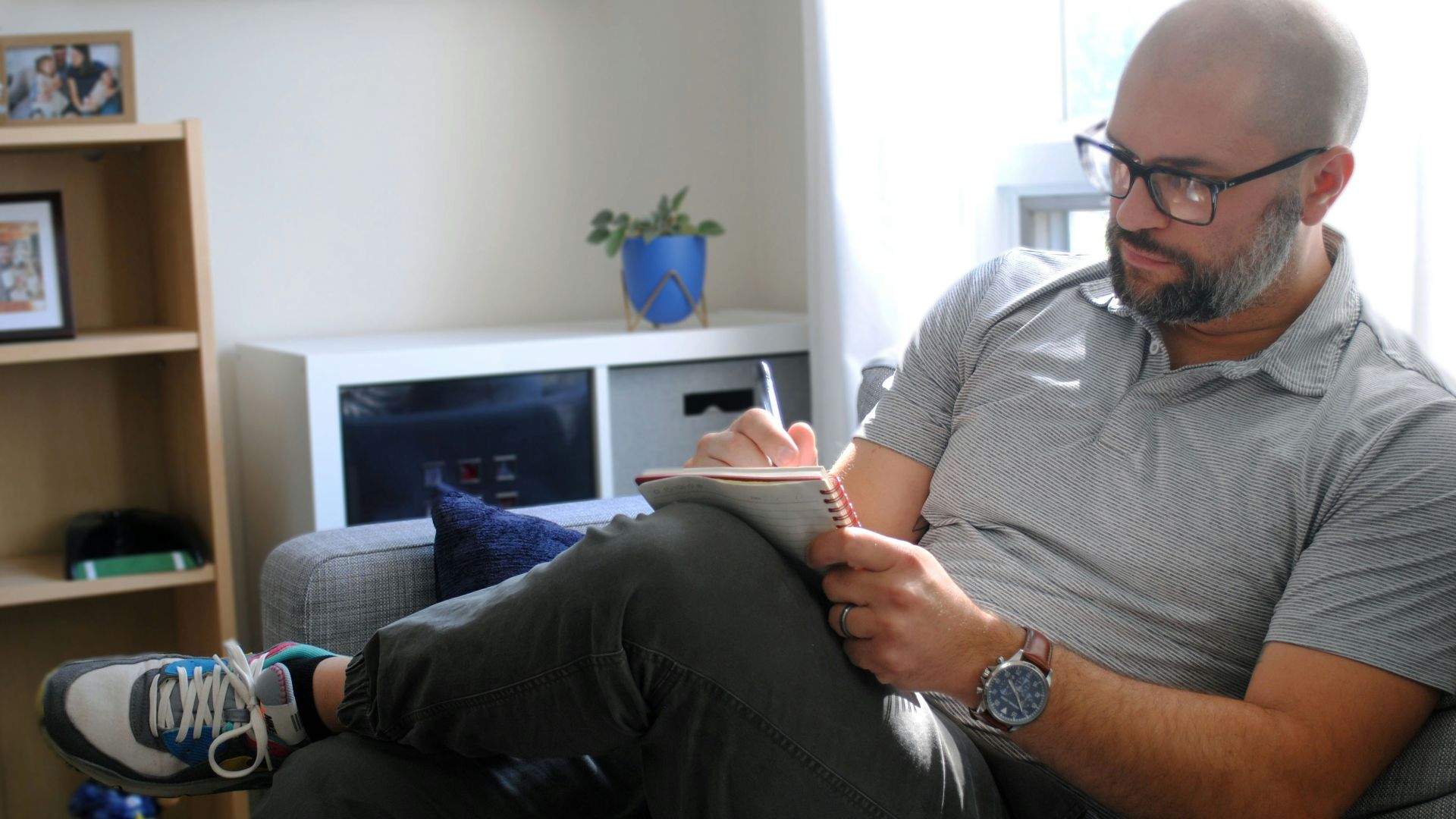 a man sitting on a couch