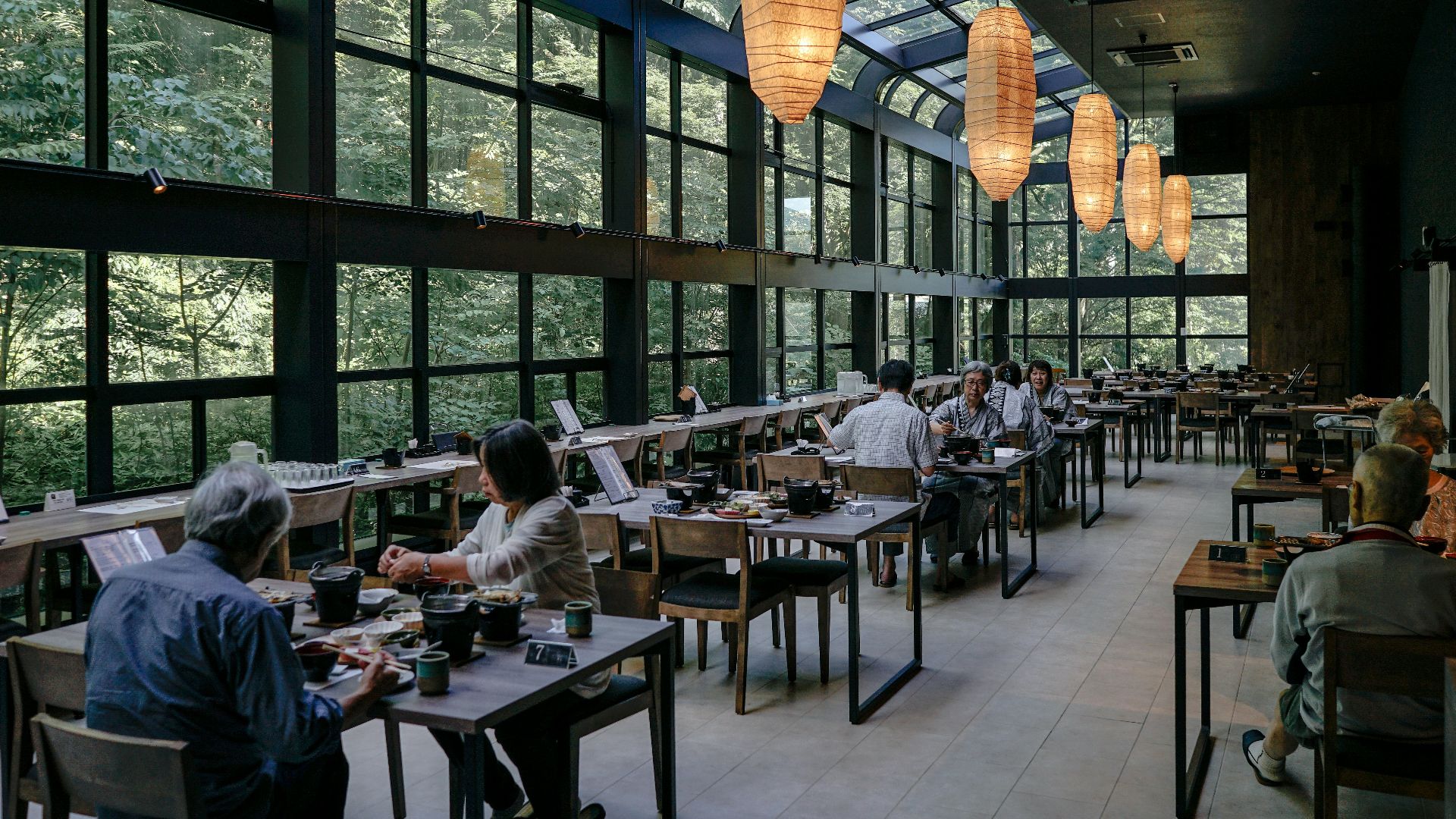 people sitting on tables