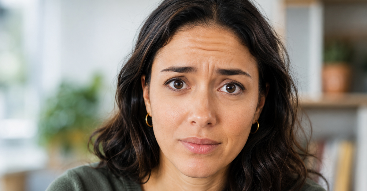 Concerned woman looking at camera