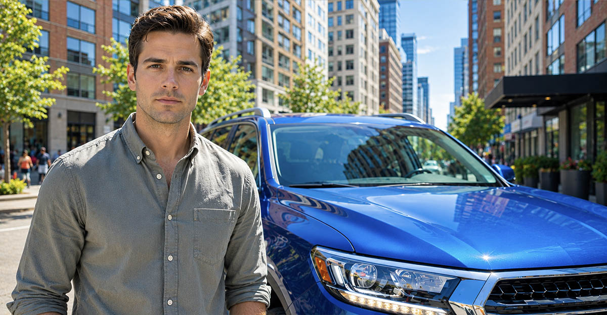 AI-generated image of man who wants to get out of his car lease.