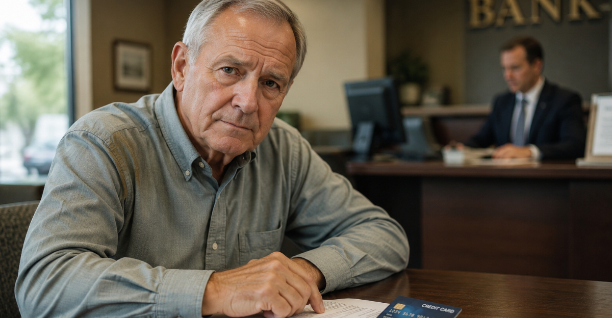 Older man bank setting