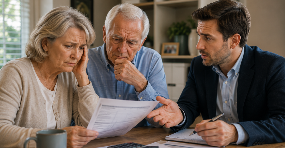 man talking with concerned parents