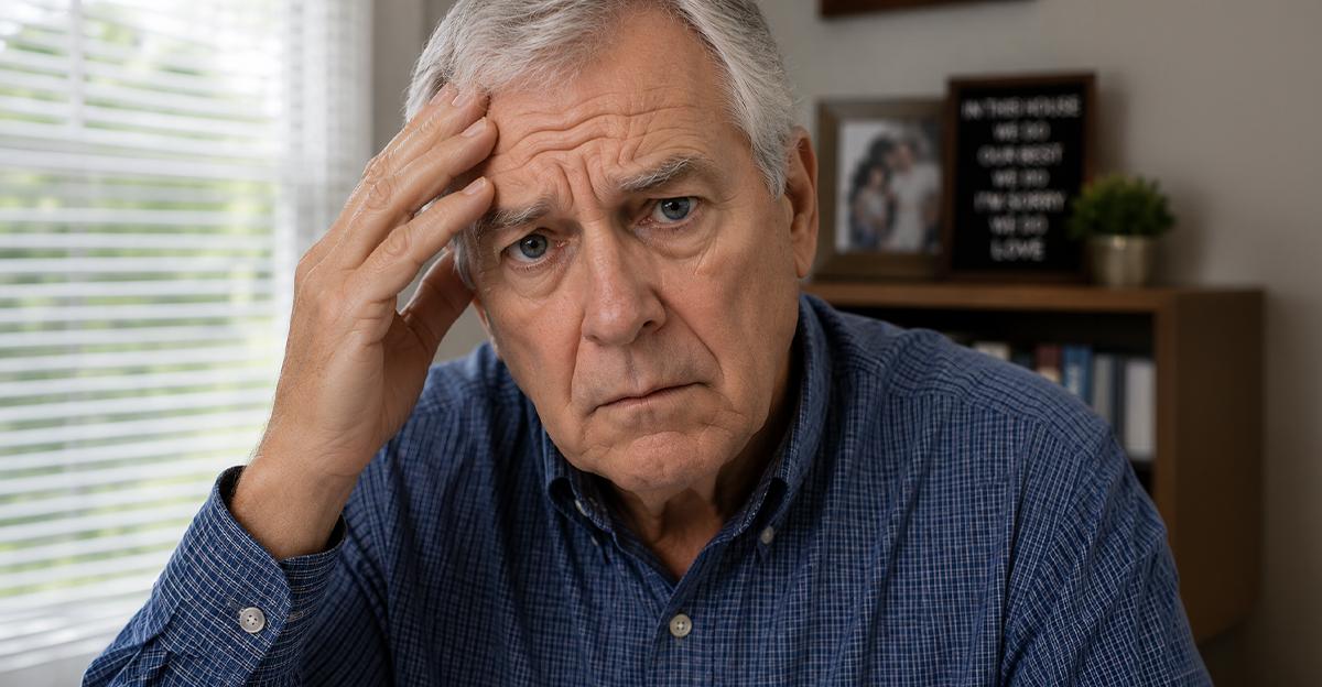 Concerned older man looking at the camera