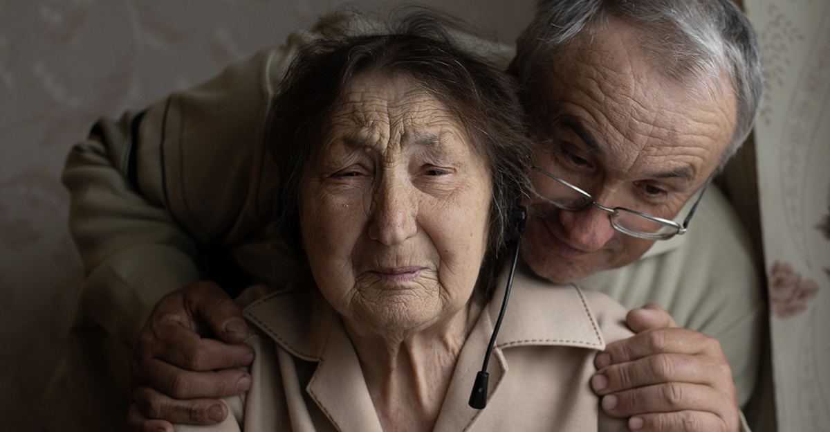 And older woman with a middle-aged man.