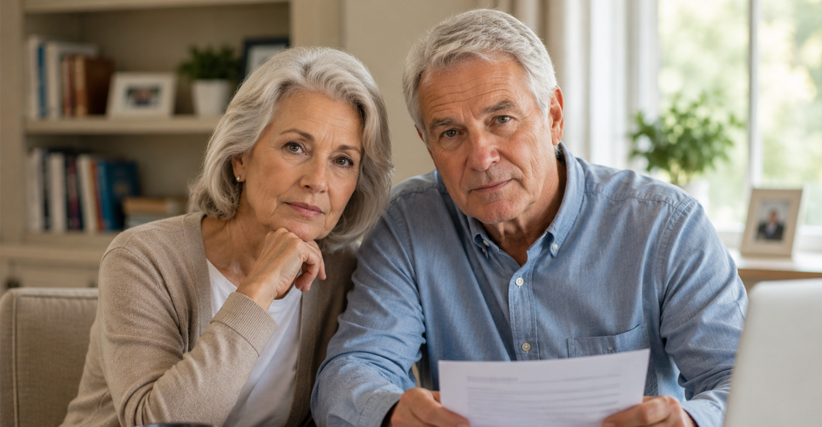 AI-generated image of a mature couple with mildly serious expression