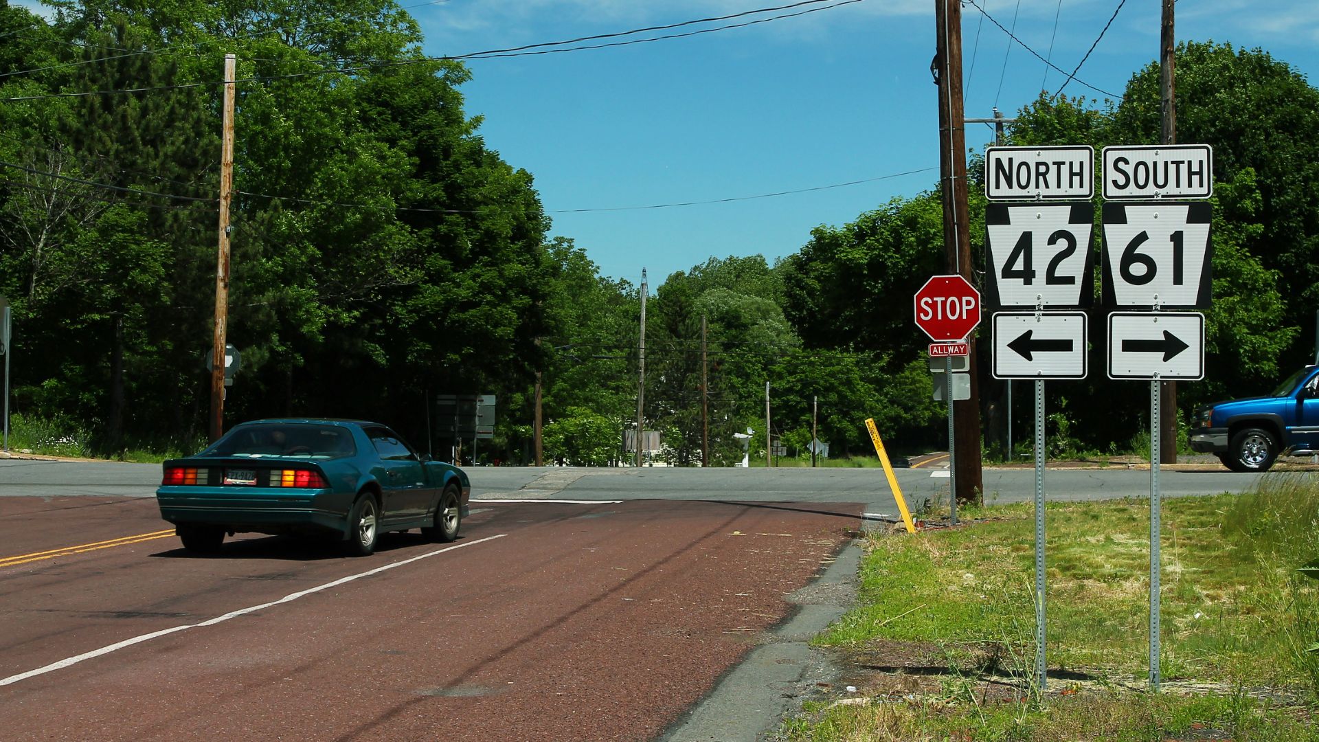 This would have been the crossroads for Centralia, Pennsylvania. There's traffic, but few residents.