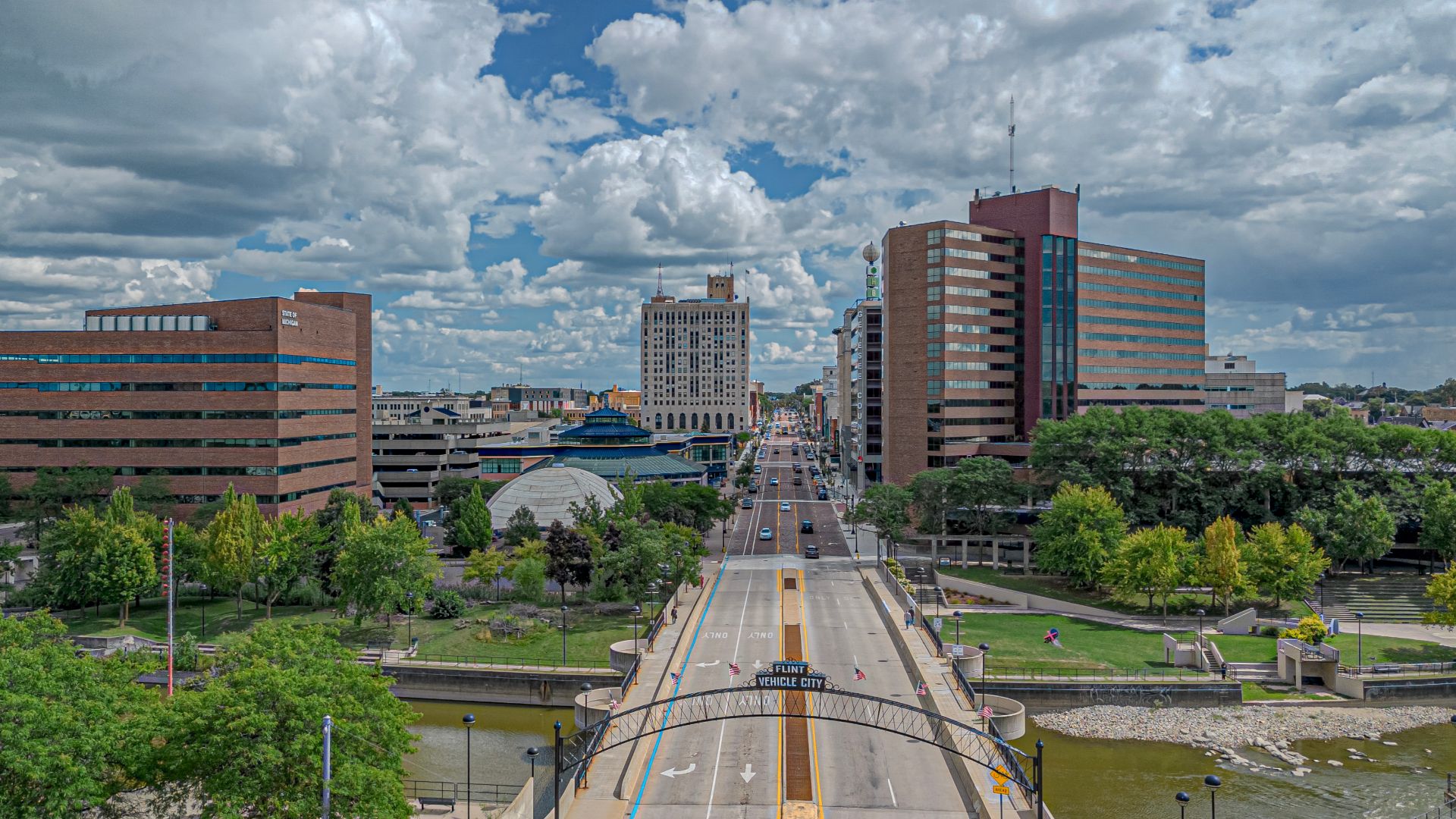 Aerial photograph of Flint, Michigan