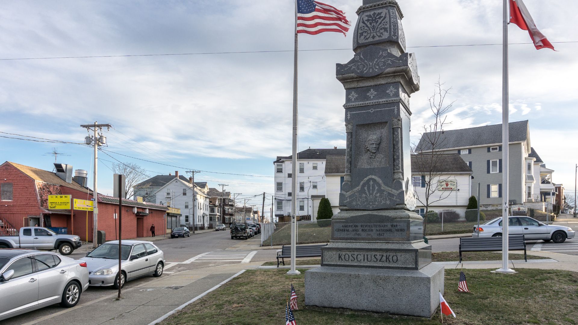 Kosciuszko Square monument in Fall River, Massachusetts.