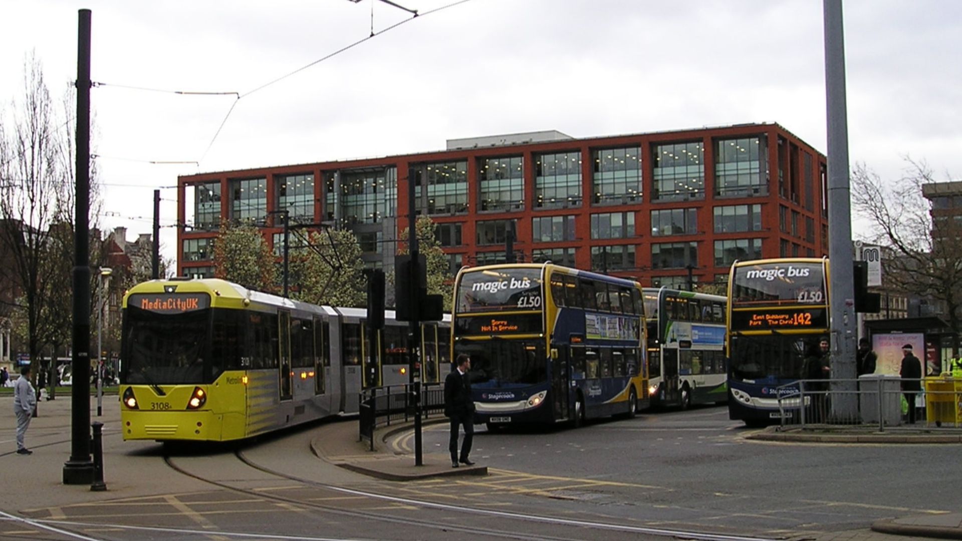 bus tram interchange, location Manchester England,