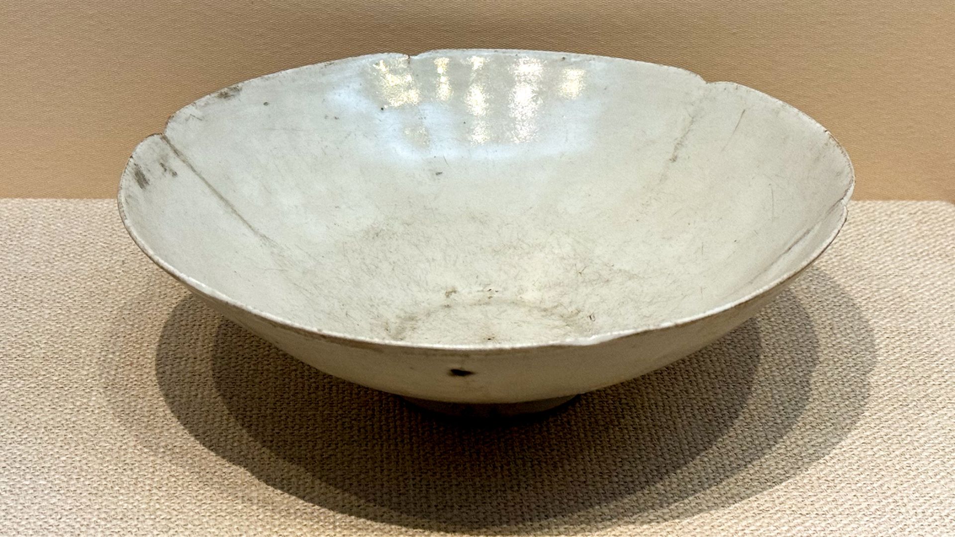 White-Glazed Porcelain Bowl with Six Ridges, Ding Kiln, Song Dynasty