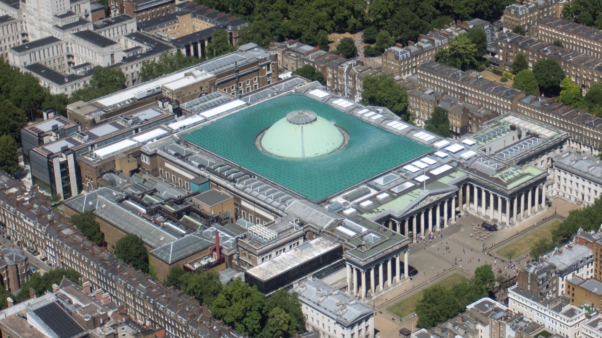 Aerial shot of the British Museum, London.